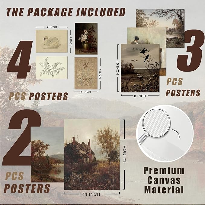 uniro Vintage Wall Art Decor Prints Farmhouse Wall Decor Vintage Fall Autumn - Image 2