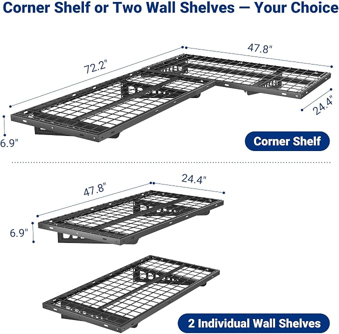 FLEXIMOUNTS 4 Pack 2x4ft Corner Wall Shelving Garage Storage Rack, 24x48 inch - Image 3
