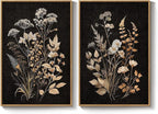 Large Framed Vintage Botanical Wall Art Set of 2, Neutral Farmhouse Moody - Image 9