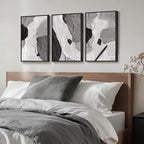 Framed Black and White Modern Abstract Wall Art, 3 Piece Canvas Prints - Image 2