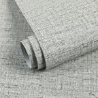 15.75"x787.4" Gray Grasscloth Wallpaper Peel and Stick Removable Textured Wall by MANONIRIA