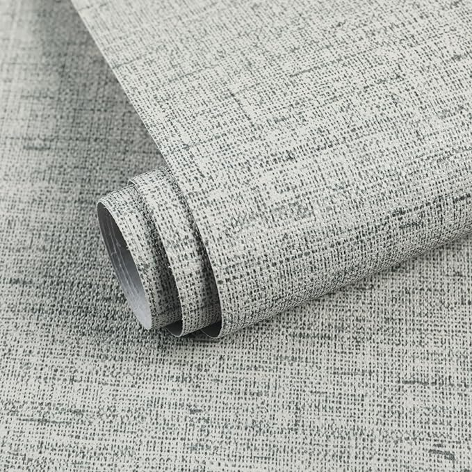 Grey Grasscloth Wallpaper Peel and Stick Contact Paper 15.75"x118.11" Textured by MANONIRIA