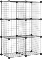 Amazon Basics 6 Cube Wire Grid Storage Organizer, Stackable Cubes, Cubby by AmazonBasics