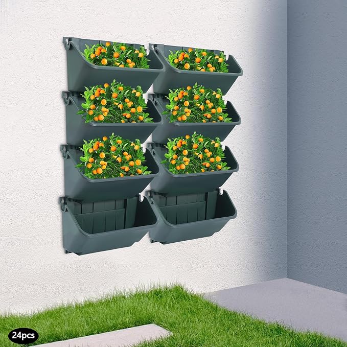 Vertical Wall Planter with 24 Pots, Hanging Garden Plant Flowerpot Holder - Image 3