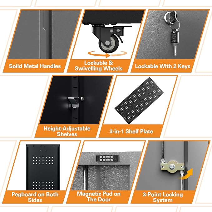 71" H Metal Tool Storage Cabinet - Image 4