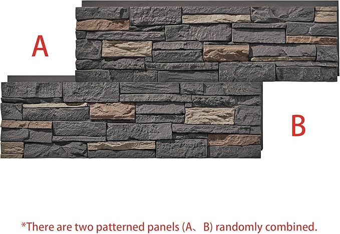 6-Pack Faux Stone Wall Panels PU Stone Veneer Siding, Mortarless 46.25x12.88 - Image 4
