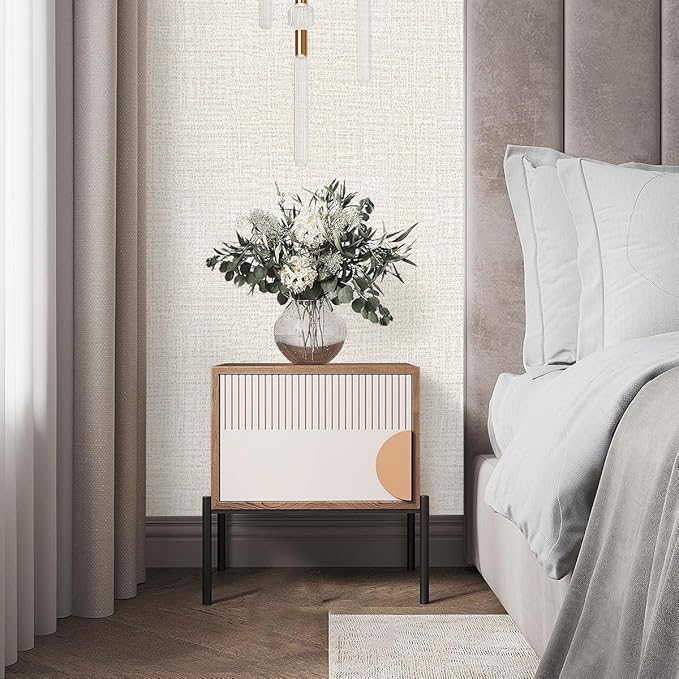 Beige Grasscloth Peel and Stick Wallpaper Beige Contact Paper - Image 3