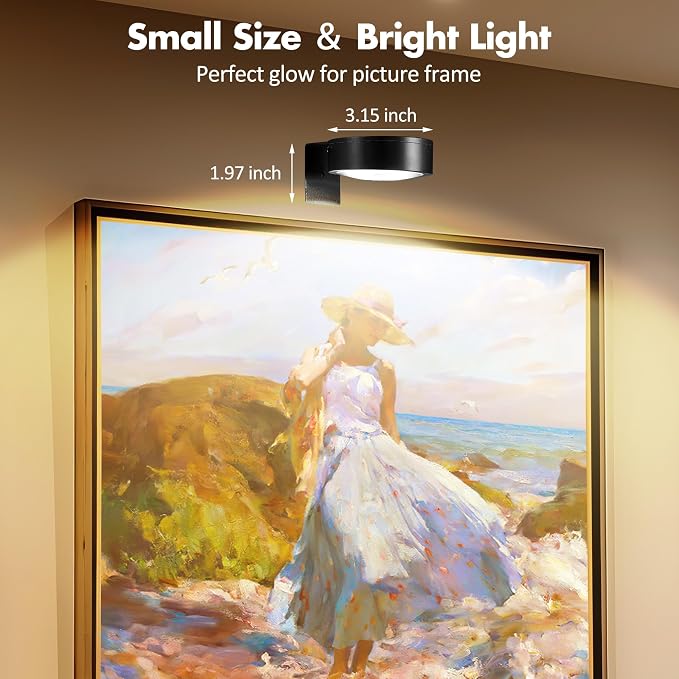 3Pcs Picture Lights for Wall Battery Operated, Magnetic Led Painting Light - Image 4