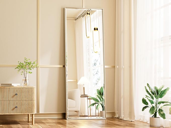16''x 60'' Tall Brushed Nickel Mirror, Beveled Bathroom Mirror - Image 2