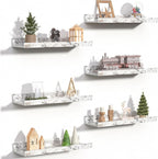 upsimples Floating Shelves for Wall, Wall Shelves for Decor Storage Set of 6 by upsimples