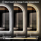 Arched LED Mirror for Bathroom 24"x36"- Frameless Lighted Bathroom Mirror - Image 3
