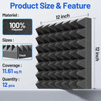 12 Pack Pyramid Sound Proof Foam Panels - Image 6