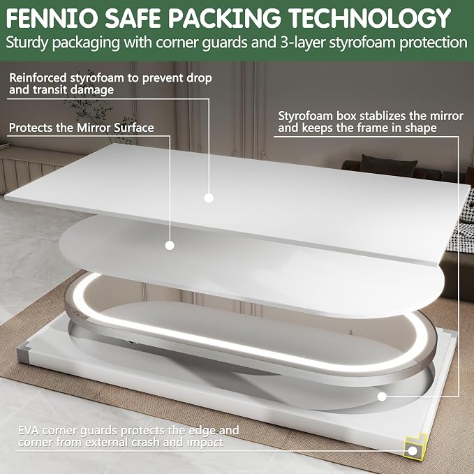 FENNIO Full Length Mirror with Lights, Wall Mounted Hanging Mirror with Lights - Image 7