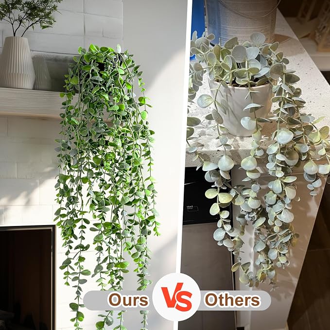 Artificial Hanging Plant 2 Pcs Faux Plant Ivy Vine Faux Eucalyptus Vines Fake - Image 3