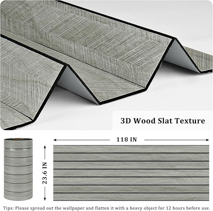 Grey Wood Wall Slat Panels Peel and Stick 3D Textured Fluted Wood Panels - Image 6