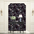 Laatse Vintage Purple Wallpaper Peel and Stick Dark Floral Wallpaper 17.5'' x - Image 3