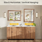 28x36 Inch Bathroom Mirror for Wall, Anti-Rust Walnut Wood Grain Metal Framed - Image 7