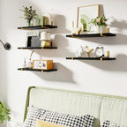 Fixwal Floating Black Gold Shelves Set of 5, Width 4.7 Inches, Rustic Wood Wall - Image 7