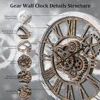 HOIBAI Wall Clock, 24 Inch Moving Gears Clock Large Wall Clock - Image 8