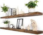 60 Inch Floating Shelves, 8-Inch Deep High-End Solid Wood Long Floating Shelves by xwne