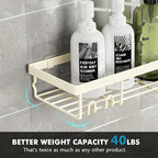 Moforoco Shower Caddy Shelf Organizer Rack, Self Adhesive Black Bathroom - Image 5
