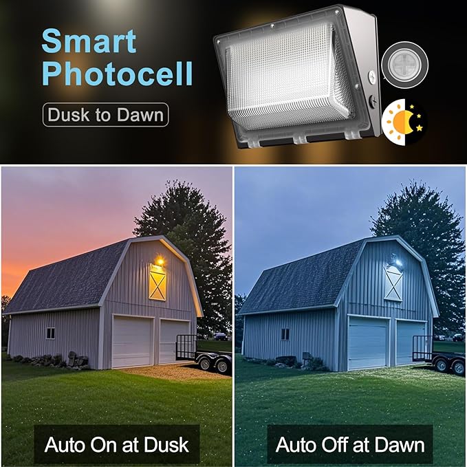 Lightdot 8Pack 150W LED Wall Pack Lights, 100-277v Dusk to Dawn - Image 4