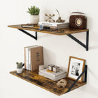 Heimlove Deep Floating Shelves for Wall, 24W x 12D Wood Wall Shelves Set of 2 by Heimlove