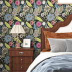 Boho Wallpaper Peel and Stick, Dark Green Vintage Floral Contact Paper - Image 2