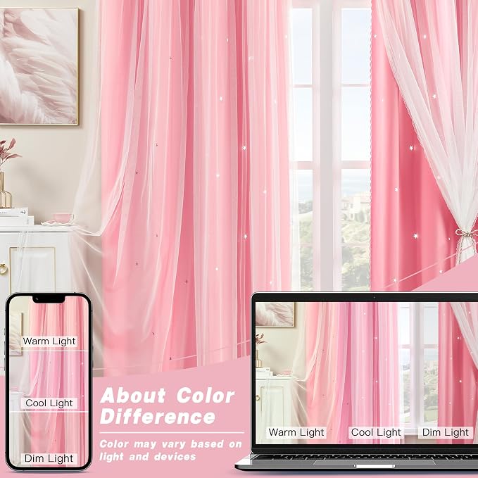 XiDi Curtains for Bedroom Decor Pink52/84/1 - Image 9