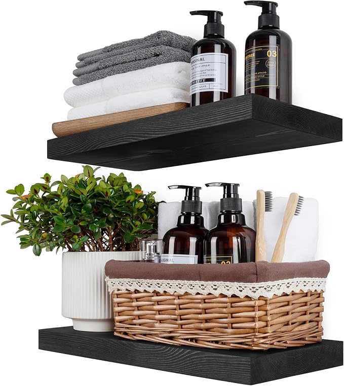 BGMG Wood Floating Shelves 18 inch, Solid Wood Wall Shelves by BGMG