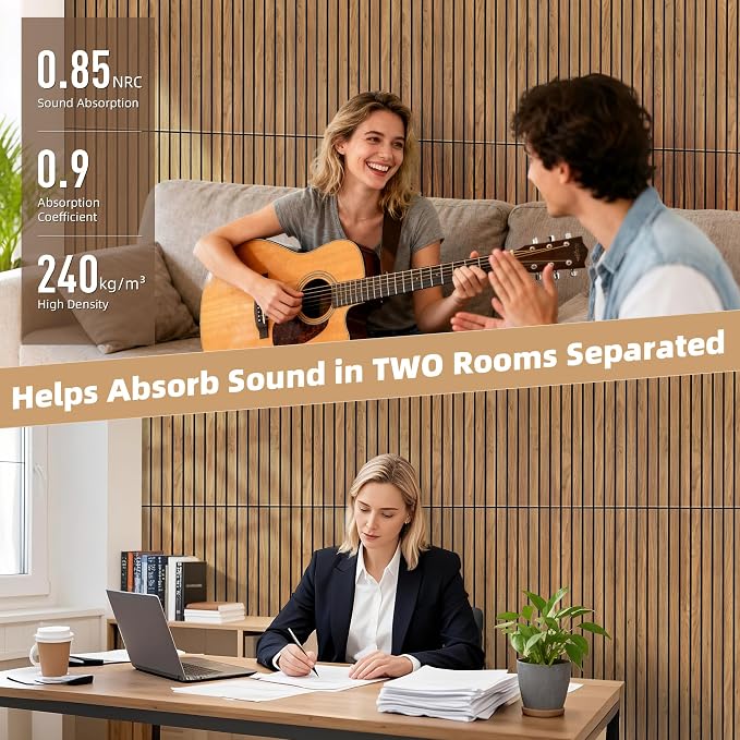 TO-TH Wood-Look Acoustic Wall Panels, 10 Pack 47.2” x 23.6” Acoustic Panels - Image 4