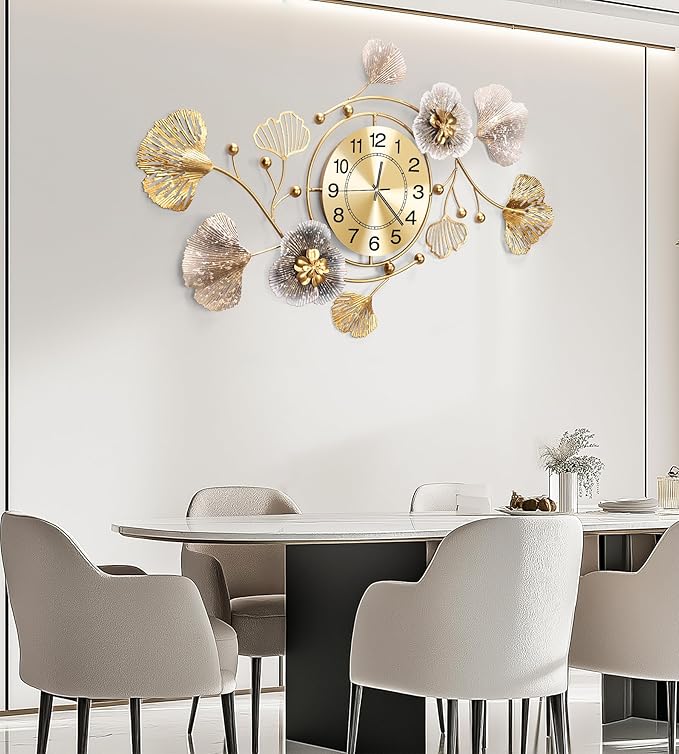 Clocks for Living Room, Large Wall Clock, 3D Silent Wall Clock, Retro Metal - Image 3