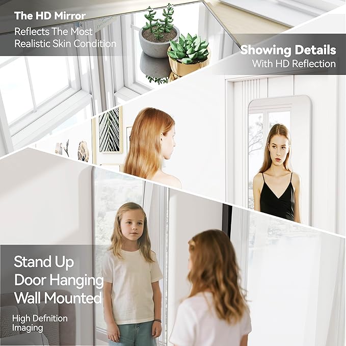SCWF-GZ 57x20 Door Hanging Full Length Mirror, Floor or Wall Mounted Metal - Image 9