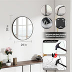 SCWF-GZ 20" Round Mirror Circle Wall Mounted Hanging or Against Wall Metal - Image 3