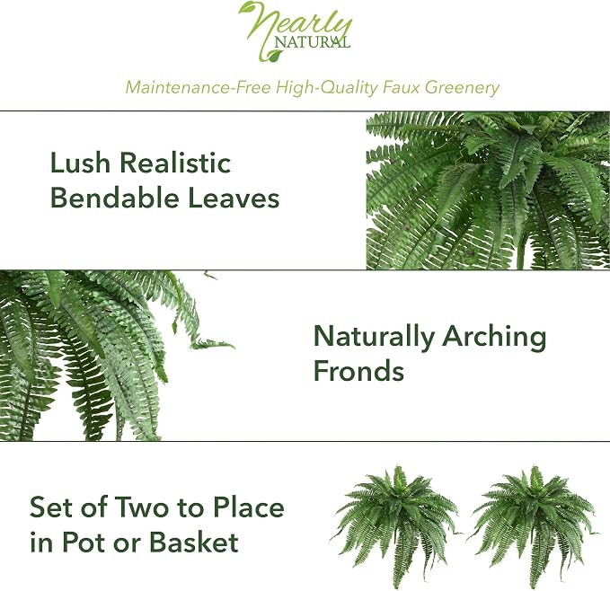 Nearly Natural 48in Artificial Boston Fern, Large Faux Greenery - Image 5