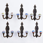 Indian Shelf Pack of 12 Heavy Duty Double Prong White Decorative Coat Hooks - Image 9