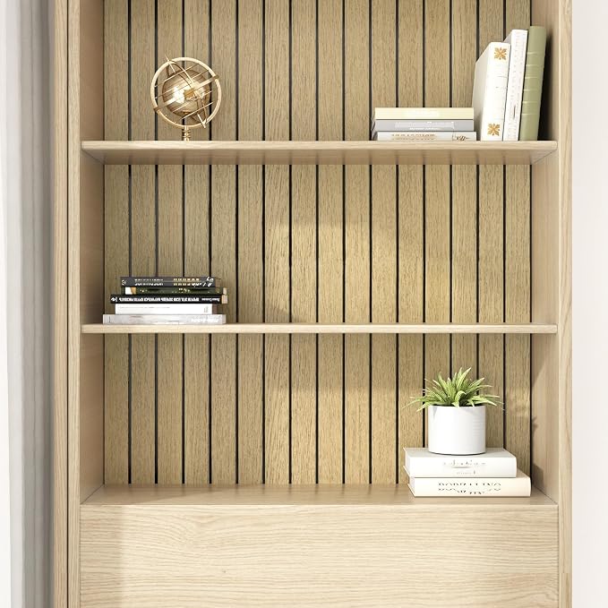 Oak Brown Wood Wall Panels Peel and Stick Fluted Slat Wall Paneling Flexible - Image 7