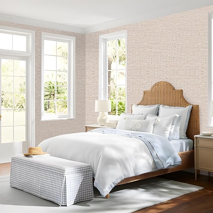 15.75"x787.4" Beige Grasscloth Wallpaper Peel and Stick Removable Textured Wall - Image 3