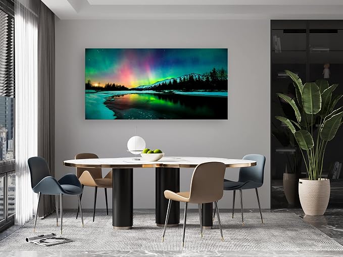 S01975 Wall Art Aurora scenery Painting on Canvas Prints Stretched and Framed - Image 7