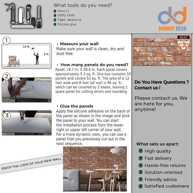 Dundee Deco 3D Wall Panels Faux Brick - Image 9