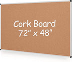 Extra Large Cork Bulletin Board 72" X 48", Wall Mounted Notice Pin Board by Justdowhatyouwanttodo