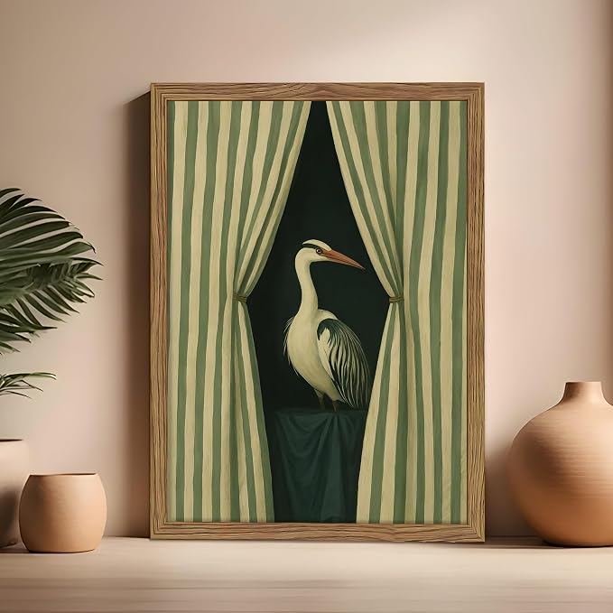 Framed Curtain Crane Canvas Wall ArtFramed Bird Wall Art, Elegant Heron Canvas - Image 4
