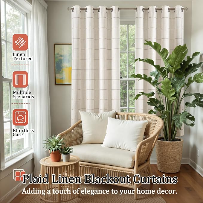 Lajode Linen Blackout Curtains 63 Inches Long - Image 2