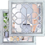 Wocred 2 PCS Square Wall Mirror, Gorgeous Rustic Farmhouse Accent, Rustic White by Wocred