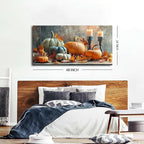Farmhouse Kitchen Decor Pumpkin Wall Decor Maple Leaves Painting White Orange - Image 6