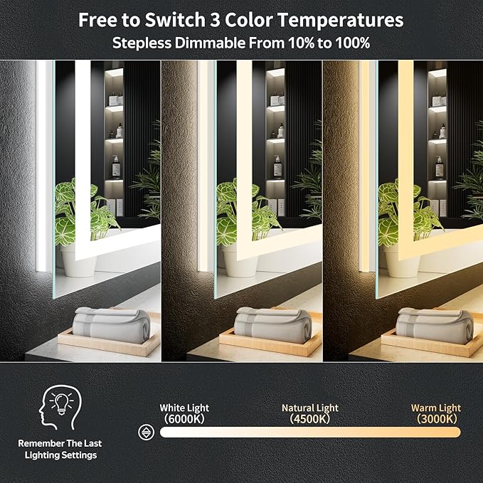 48" x 32" LED Bathroom Mirror - Image 7