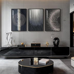 Large Framed Black Silver Modern Abstract Wall Art - Image 3