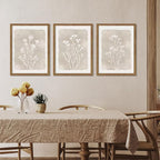 Framed Boho Botanical Flower Wall Art Set of 3, Vintage Minimalist Neutral - Image 9