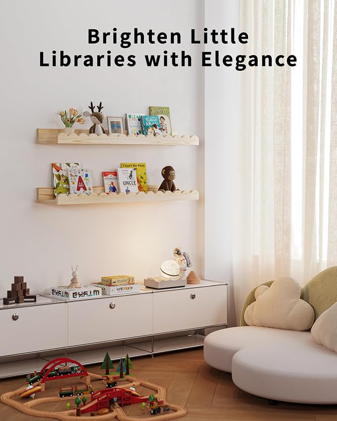 Shario Nursery Book Shelves, Scalloped Shelves, Wall Book Shelves - Image 5