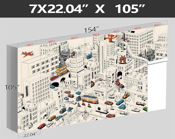 XMPMBM-Cartoon Comics City Nursery Room Fabric Wallpaper Kids Bedroom - Image 4